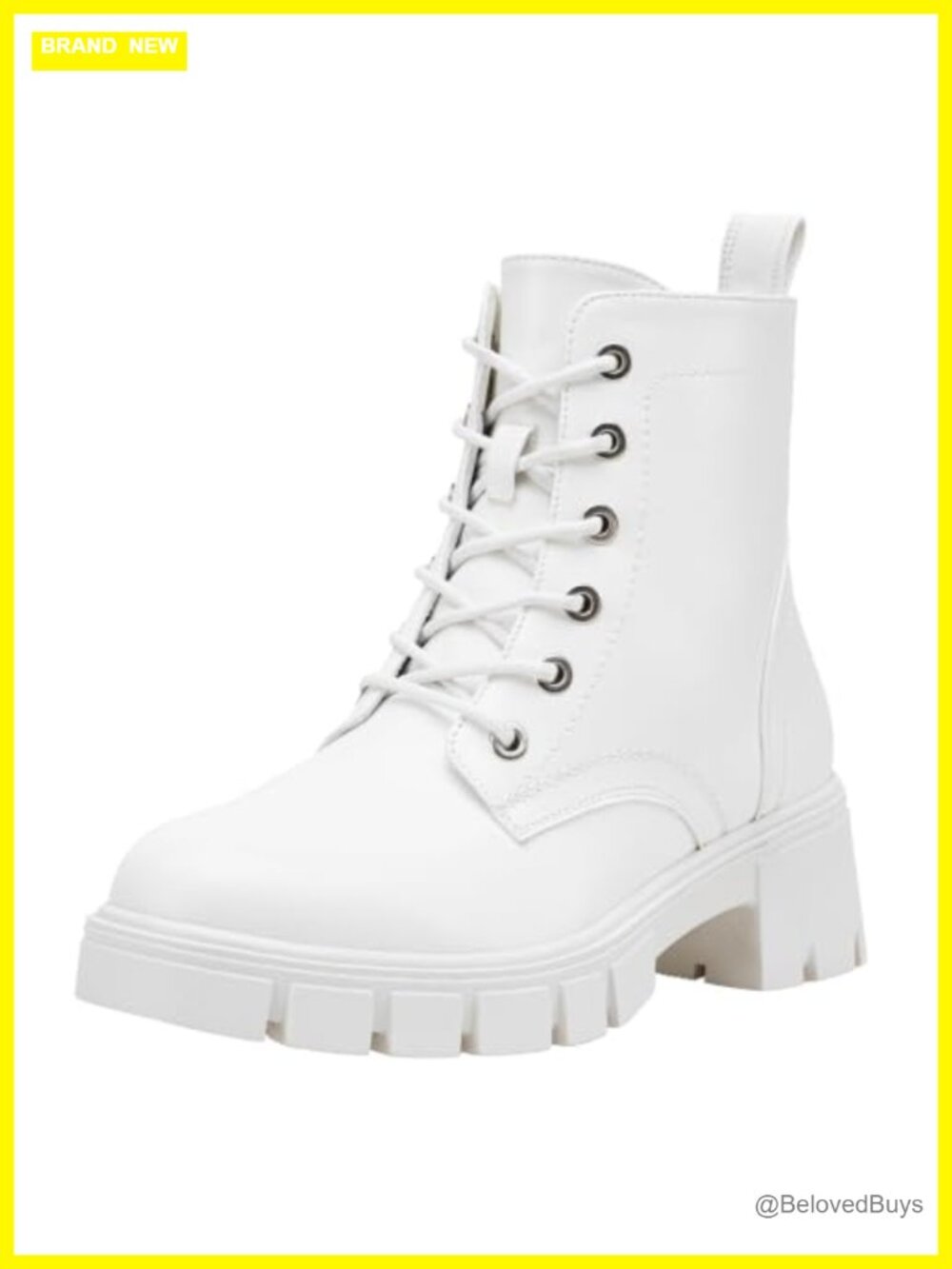 Combat Ankle Boots Chunky Platform Lace-Up Faux Leather Women